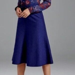 CAbi Tulip Flare A Line Skirt Blue Midi Wear to Work Casual Women's 3097 size 6